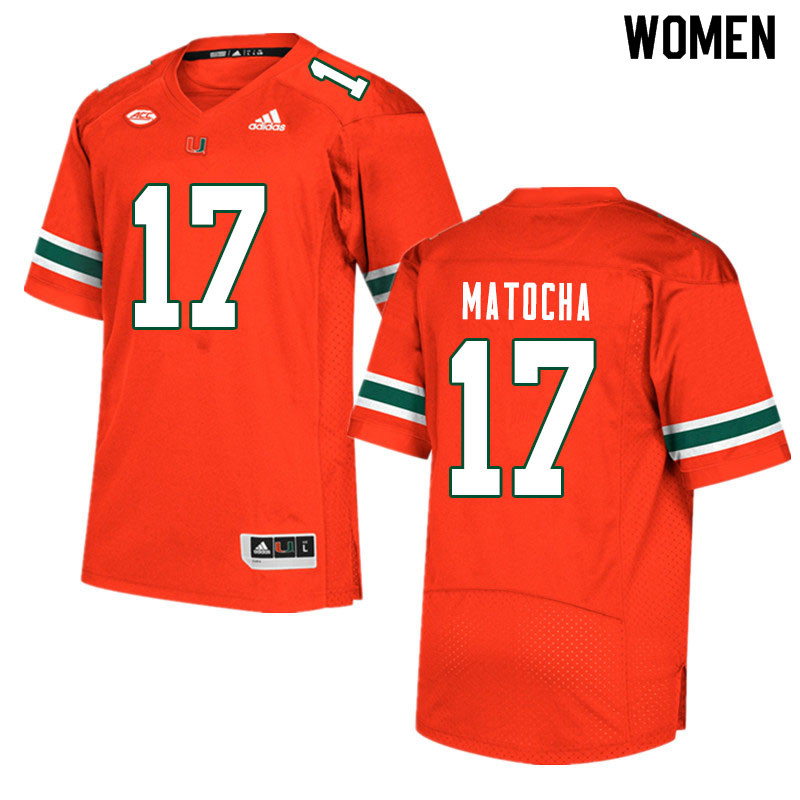 Women #17 Peyton Matocha Miami Hurricanes College Football Jerseys Sale-Orange